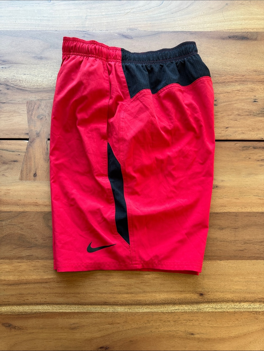 Nike Men’s Red Swim Shorts with Black Panels large